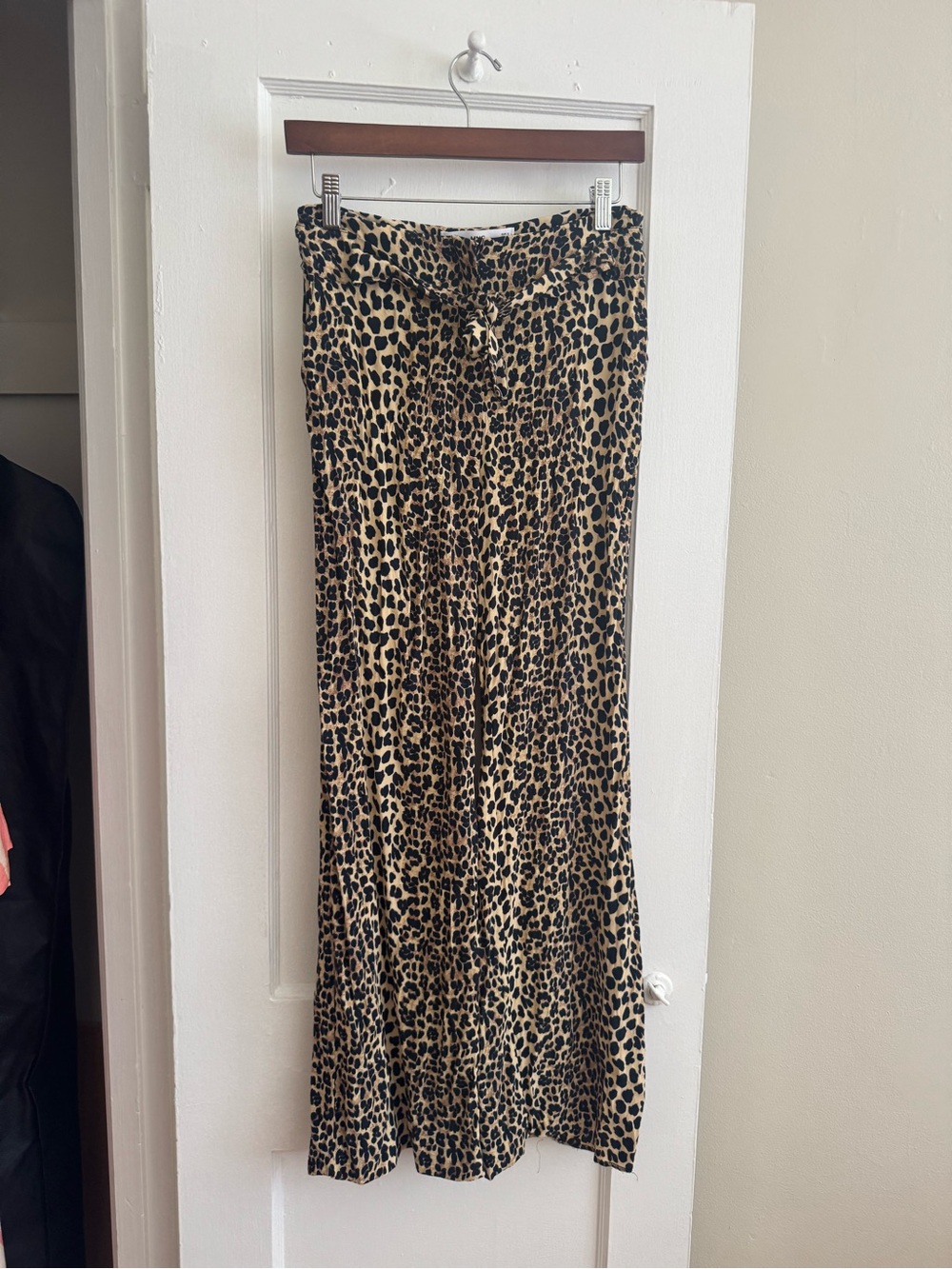 Mango Leopard Print Boot Cut Pants - Beige and Black